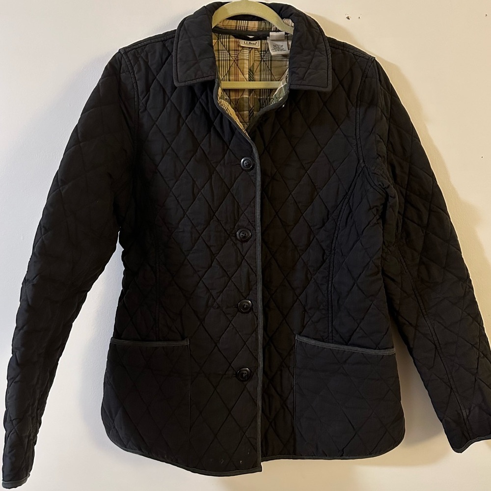 L.L. Bean Black Utility Quilted Coat
